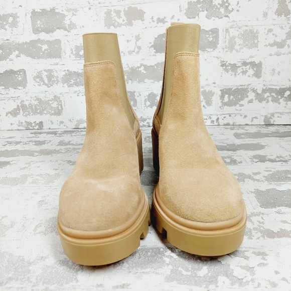 New Antonio De Falia Tan Suede Block Heel Chunky Sole Pull On Ankle Boots i732 - Picture 3 of 12